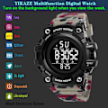 Miniatyrbillede 5 af 7: Sport Watch Multifunktion Militär Watch Vækkeur Stor urskive Digitale ure Vandtæt elektronisk armbåndsur Sort