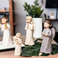 Pikkukuva 3 / 7: Sydän enkeli patsas kukilla | parantava enkeli patsas naisille | kodin sisustus rukous muistomerkki | Lahja äidille, sisko Allt