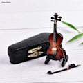 Miniatyrbillede 4 af 7: 8 cm samling Dekorative pyntegenstande Modeldekoration Gaver med stativ Miniature musikinstrument Minifiol Træ Wooden C