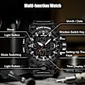 Miniatyrbillede 3 af 7: Mænds Mode Sports Armbåndsur Multifunktionelt Elektronisk Ur Digitalt Kvartsur Dobbelt Display Ur til Dreng 50m Vandafvisende Sort B Black B