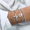 Miniatyrbillede 1 af 7: Letapi Bohemian Håndlavede Væv Hjerte Lang Tassel Armbånd Sæt Kvinder Nye Grå Reb Kæde Armbånd Smykker Jul Gi Gi Gis Tog 83106