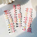Miniatyrbilde 7 av 7: 5 stk/sett Søte rosa mini barnespenner Hårklemmer for jenter Nydelig hjerte Hårnåler Tegneserie blomst Håndlagde hodeplagg Håraccessoarer 9