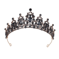 Miniatyrbild 1 av 5: CQBB Queen Crown och Tiara Princess Crown för kvinnor Kristallpannband för bröllop, gotiska halloweenkostymer, bal halloweentillbehör (svart)