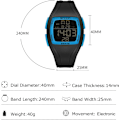 Miniatyrbillede 4 af 7: Mænds Tonneau Elektroniske Ure Fritids Sport Armbåndsur Multifunktionelt Digitalt Ur 50m Vandafvisende Ur til Mænd Dreng med Gummi Rem Sort Blå Black blue