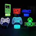 Miniatyrbillede 2 af 7: 16 farver skiftende natlys 3D akryl LED touch bordlampe atmosfære rumdekor illusion lampe til jul 16 farver sort base til XBOX-spil