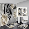 Pikkukuva 2 / 6: Elegantti ja tyylikäs fantasiahelmi- ja timantti-kimppu 3D-tyyli suihkuverho ja kylpymattosetti Koti kylpyhuoneen sisustus 3619SD -verho W150xH180cm