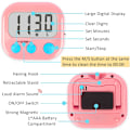 Miniatyrbilde 3 av 4: 4-pakks klasserom-timer for barn - Stor magnetisk digital timer - Rosa Pink White 2