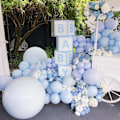 Miniatyrbillede 4 af 5: 129 stk Retro Blå Balloner i Forskellige Størrelser 18 12 10 5 Tommer Latex Dusty Blå Ballong Girland Bue