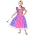 Pikkukuva 8 / 8: Tähkäpää-mekko tytöille taikasauvalla ja kruunulla, lasten cosplay-juhlapuku Halloweeniin 110 cm