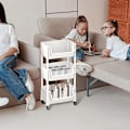Pikkukuva 7 / 8: Lasten kirjavaunu, monitasoinen järjestäjä pyörillä pienille tiloille 3rd floor