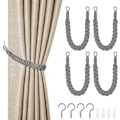 Miniatyrbild 1 av 7: Bomullsrep Gardinband, 2-pack Handgjorda Gardinband, Grå Grey-4 pcs