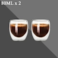 Miniatyrbild 1 av 7: 80ml dubbelväggat glaskopp 2/12ST Transparent handgjord värmebeständig tedrink set Espresso kaffe Mjölkmuggar Present 2pcs 80ml Som visas