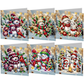 Miniatyrbild 1 av 8: DIY Diamantkonst Julgranskort Kit, 12/8/6/4 Pack, Handgjorda Semesterkort HK055