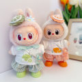 Miniatyrbild 3 av 7: /NC/LABUBU KLÄDER, Labubu Baby Kläder, Bomulls Docktröja Julhatt Dockdräkt, Handgjorda Dockkläder Orange three-piece white kd shoes