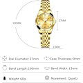 Miniatyrbilde 5 av 7: Klassiker Dame Armbåndsur i Rustfritt Stål Elegant Analog Kvartsur Vannresistent Klokker Lysende Dato Kalender Klokker Gull Gold