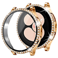 Miniatyrbilde 3 av 7: For Samsung Galaxy Watch 4 5 6 Band Fall 40Mm 44Mm Mesh Loop Rustfritt Stål Rem Bling Fall Härdat Glas Skärmskydd rose gold set watch6 40mm