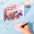 Pikkukuva 5 / 7: Stitch juhlii syntymäpäivää onnittelukortti luova pariovinen pop up 3D-kortti Boojiboo & Angel syntymäpäiväkortti syntymäpäivälahjat GXT-018