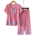 Miniatyrbild 4 av 7: Varumärken Designer Dam Sovkläder Sommar Dam Pyjamas Set Tunn Lös Kortärmad Pyjamas Kvinnor Ventilation Hemkläder Blå 2 4XL 70-80Kg