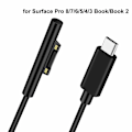 Miniatyrbild 1 av 7: 15V 3A Typ C Power Laddare Adapter USB C PD Laddningskabel för Microsoft Surface Pro 8/7/6/5/4/3 Laptop Book 3/2/1 GO Svart 1,5m