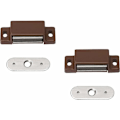 Miniatyrbilde 1 av 3: Sett med 2 brune magnetiske sperrer, 3 kg holdekraft, fast motplate, enkel montering, egnet for møbeldører og