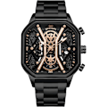 Miniatyrbillede 1 af 7: Quartz armbåndsur til mænd business rustfrit stål ur lysende analog armbåndsur multifunktionel chronograph ur mode firkantet ur Guld C Gold C