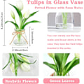 Miniatyrbillede 1 af 4: Hvide Tulipaner i Glasvase med Kunstigt Vand, Ægte Touch Blomster til Køkken og Bryllupsdekoration White