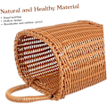 Miniatyrbild 2 av 5: Rattan Hängande Blomkruka Boho Liten Vävd Korg, Pastoral Hängande Grönsakskorg Väggkorg Dekoration, Vägghängande