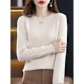 Miniatyrbilde 3 av 7: 100% Merinoullgenser Kvinnor Cashmere Pullover Stick Høst Vinter O-Hals Solid Color Fashion Basic Kvinna E Klær Topp Wumai Blå L