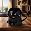 Miniatyrbild 2 av 8: 400ml Halloween Spöke Keramik Kaffeekopp, Söt Spöke Ansikte Mugg black