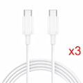 Miniatyrbilde 1 av 4: CQBB USB-C-kabel for Samsung Galaxy A54 A34 A14 A23 4G-5G - 1 meter - Hvit - Hurtiglading [3-pakning]