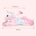 Miniatyrbilde 5 av 10: MorisMos Gigant Enhjørning Kosedyr 32`` Søt Myk Enhjørning Plysjleke Rosa Regnbue-Rosa 43\" rainbow-pink 43"