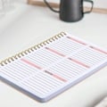 Miniatyrbilde 6 av 7: 52 ukers ukentlig planlegger Notatbok A5 Udatert spiralplan Daglige timeplaner Journalpapir Kontor Skolemateriell blå-A5
