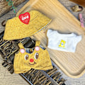 Miniatyrbild 3 av 3: 1 set LABUBU-kläder, Butter Bear (Kärlekshatt + T-shirt + Haklappsbyxor)^^ou 11