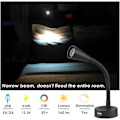 Pikkukuva 3 / 5: 1. LED-lukuvalo 12V himmennettävä 2 kpl, asuntoauton/veneen sivuseinävalaisin 3200K USB-laturilla ja himmennyskytkimellä asuntoautoille.
