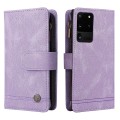 Miniatyrbillede 2 af 5: SQBB Etui til Samsung Galaxy S20 Ultra 5g Læder Flip Etui med kreditkortholder Pengepung Magnetiske knapper Etui Kickstand Sho Purple A