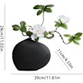 Miniatyrbild 4 av 7: Keramisk blomkruka – geometrisk formarrangemang, vit dekorativ kruka för mantel, bokhylla Svart vas + vit fenix och azalea