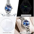 Miniatyrbillede 3 af 7: Enkel Dame Armbåndsur i Rustfrit Stål Elegant Analog Kvarts Lysende Blå B Blue B