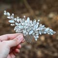 Bröllopshårkam Silver Strass Opal Kristall Vintage_max