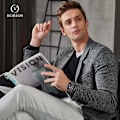 Miniatyrbillede 2 af 7: Herreure Fashion Multifunktionelt Armbåndsur Chronograph Lysende Ur Mænd Rustfrit Stål Herreure Kvadratisk Fritidsur Sort B Black B