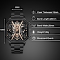 Miniatyrbillede 5 af 7: Quartz armbåndsur til mænd business rustfrit stål ur lysende analog armbåndsur multifunktionel chronograph ur mode firkantet ur Guld C Gold C