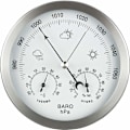 Miniatyrbillede 1 af 9: Analogt vejrstation 3 i 1 rustfrit stål Ø132 mm - Barometer, termometer, hygrometer, sølv