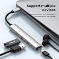 Miniatyrbild 5 av 7: OTG S6 multi-splitteradapter för PC, 4-i-1 typ C HUB, USB 2.0, 4 portar, HUAWEI, Xiaomi, Macbook, iPad, 15W laddning Grå