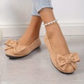 Miniatyrbillede 1 af 7: Sløjfe balletsko til kvinder, ensfarvet blød sål Slip-on sko, casual og alsidige flade sko Light Brown CN38(EU38)