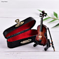 Miniatyrbillede 3 af 7: 8 cm samling Dekorative pyntegenstande Modeldekoration Gaver med stativ Miniature musikinstrument Minifiol Træ Wooden C