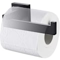 Miniatyrbillede 2 af 5: Mat sort toiletpapirholder, toiletrulleholder og kroge til badeværelse og køkken, rustfrit stål, moderne firkantet