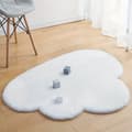 Barneromsteppe formet som en sky, myk polyester, maskinvaskbart, for barnerom, soverom, stue og arbeidsrom, hvit, 60 x 100 cm