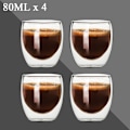 Miniatyrbild 1 av 7: 80ml dubbelväggat glaskopp 2/12ST Transparent handgjord värmebeständig tedrink set Espresso kaffe Mjölkmuggar Present 4pcs 80ml Som visas