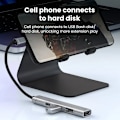 Miniatyrbild 6 av 7: OTG S6 multi-splitteradapter för PC, 4-i-1 typ C HUB, USB 2.0, 4 portar, HUAWEI, Xiaomi, Macbook, iPad, 15W laddning Grå