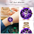Miniatyrbillede 3 af 7: Dameur Analog Kvartsur med Rustfrit Stålrem Vandafvisende Dameure Mode Rhinestone Armbåndsur til Damer Piger Lilla Purple