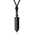 Miniatyrbillede 1 af 7: Krystal Halskæde til Mænd og Kvinder, Justerbar Reb Hexagonal Spids, Helbredende Krystal, Natursten, Vedhæng, Halskæde, Ædelstens Smykker Sort Obsidian Black Obsidian